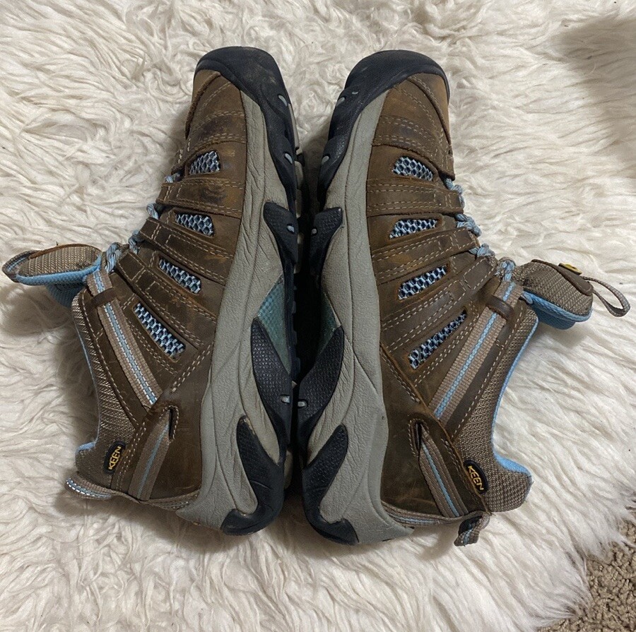 Scarpe basse da trekking KEEN Voyageur donna 9 pelle marrone blu atletiche trail