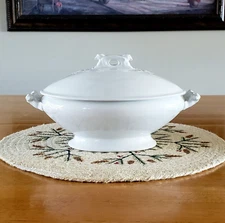 Antique White Ironstone Covered Vegetable Tureen Eagle Head Pratt & Simpson Engl