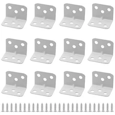 L-Shape Shelf Bracket 1.5"x1.1" White 12pcs 90° Metal Corner Screws
