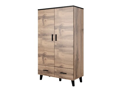 Kleiderschrank LOTTA Schrank 2 Türiger 2 Schubladen mit Kleiderstange