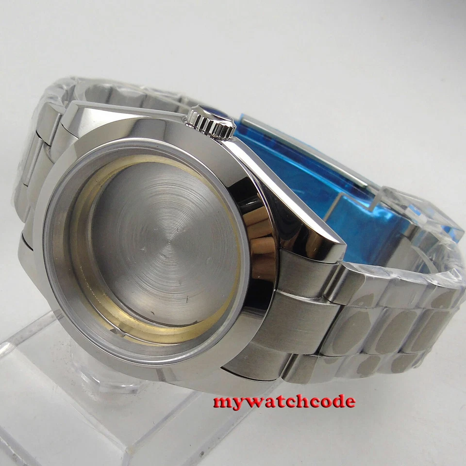 Caja de reloj de cristal de zafiro de acero pulido de 36 mm compatible con movimiento ETA 2824 2836 8215 Foto 4 de 4