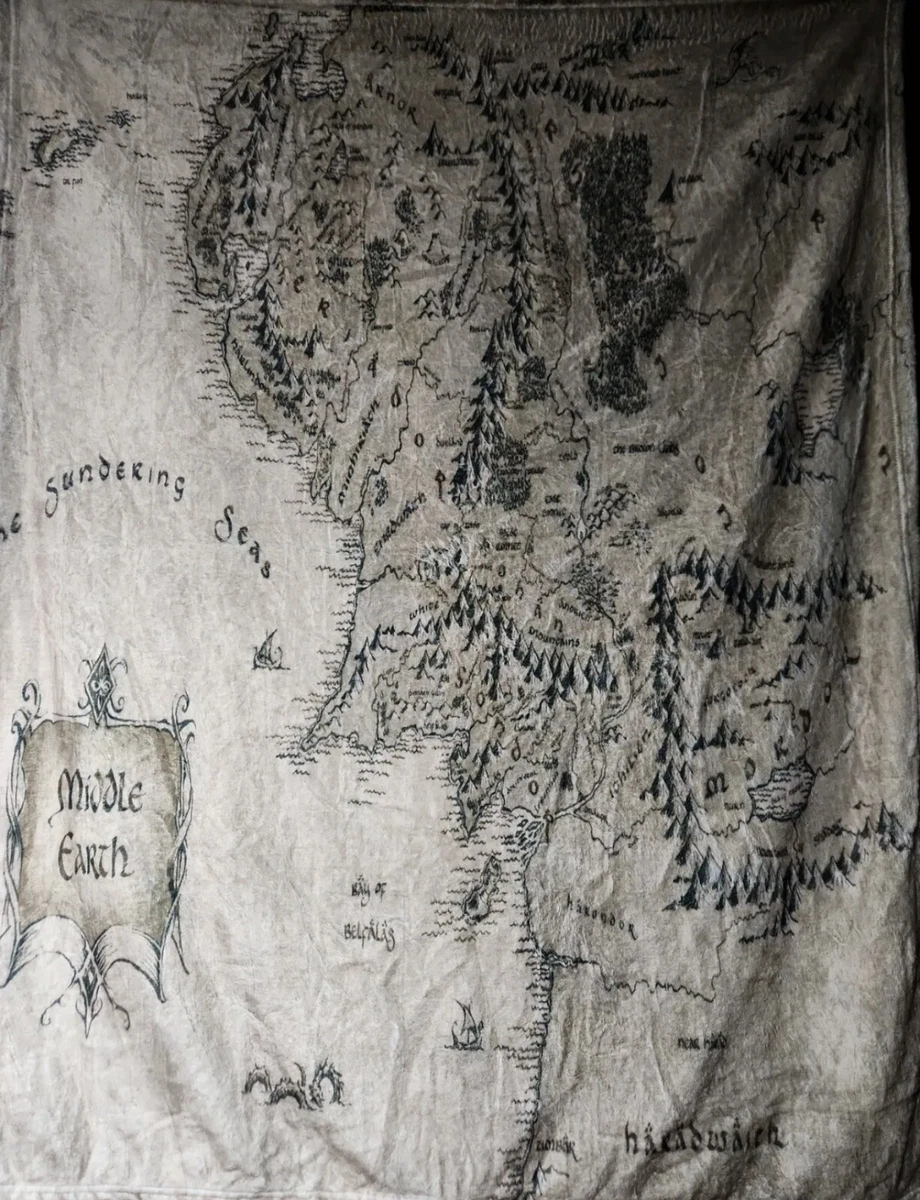 The Lord Of the Rings The Hobbit Map Middle-Earth Fleece Blanket