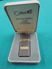 Vintage Colibri Electro Quartz Lighter Black and Gold with Box Retro