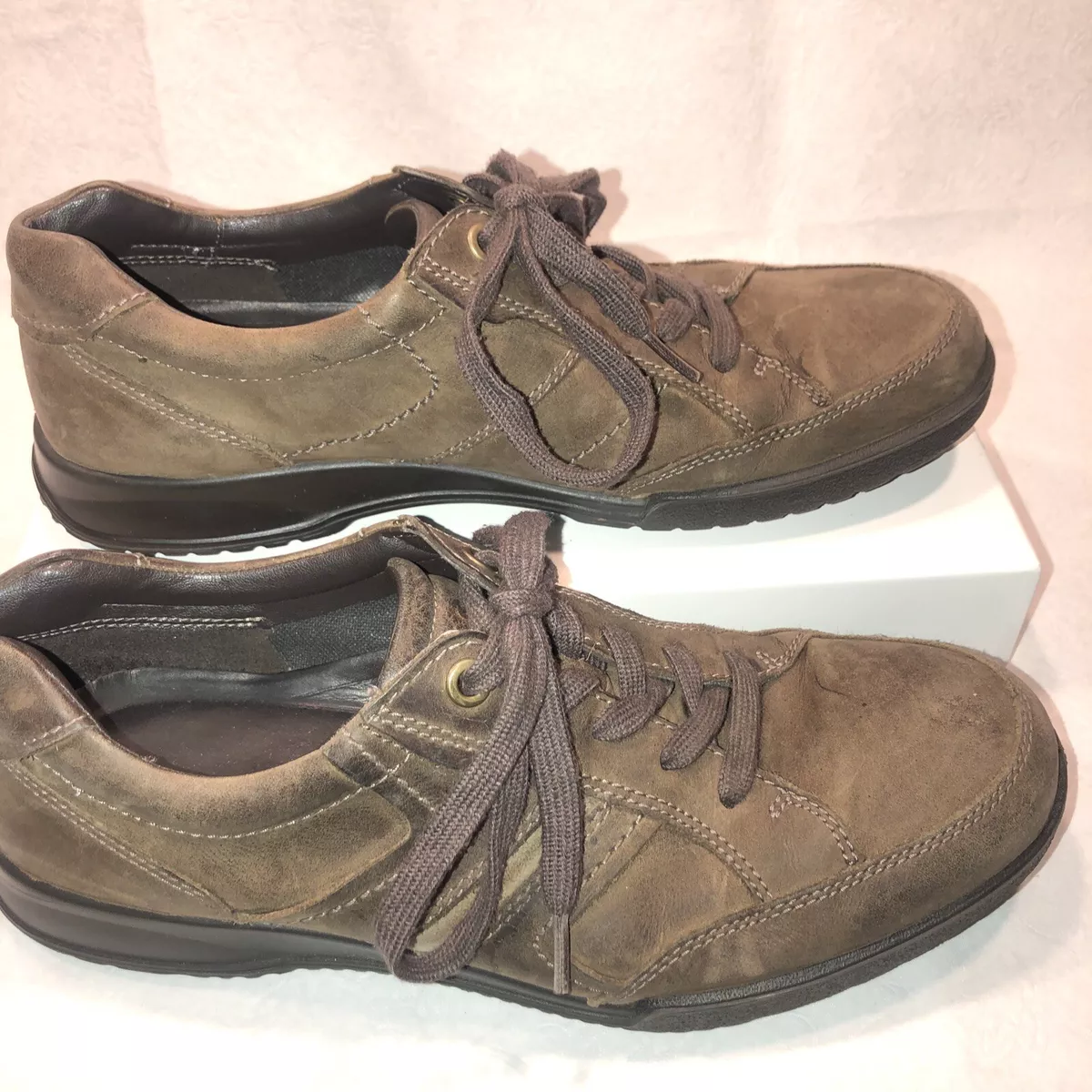 Men's Brown ECCO Shock Point Leather Shoes Made In Portugal Size US 9 / 9.5