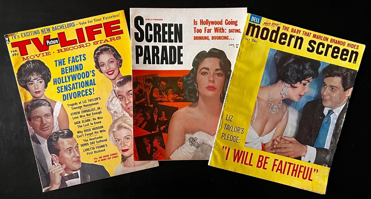 3 Vintage Movie Star Magazines from 1959, 1960, 1962/ Liz Taylor