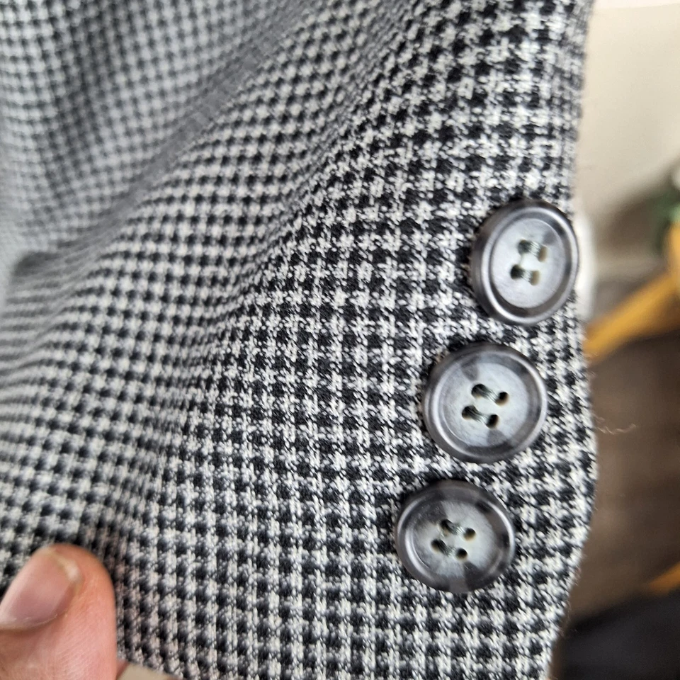 Abrigo deportivo Burt Pullittzer para hombre 44S gris a cuadros mezcla de lana 3 botones sin ventilación Foto 2 de 4