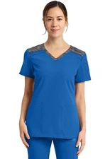 Dickies Dynamix Women's Scrubs V-Neck Top DK740 ROY Royal Free Shipping