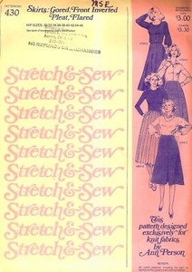 Vintage Stretch & Sew 413 Skirts Master Pattern: Gored, Pleat, Flared. Sz. 30-46