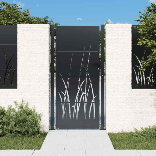 Gartentor Gras-Design Gartentür Hoftor Eingangstor Tor Anthrazit Stahl 80-205cm - Bild 17 von 18