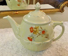 Vtg Drip-o-lator Ceramic Coffee Tea Pot Floral The Enterprise Aluminum Co USA