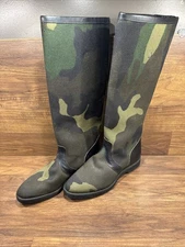 Chippewa Mens Camouflage Canvas Leather Lined Snake Proof Boots Sz.8-1/2D Vibram