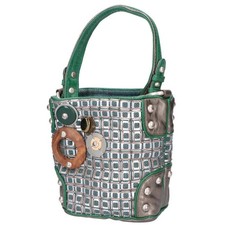 Borsa a mano JAMIN PUECH in pelle tweed turchese da donna con paillettes e pe...