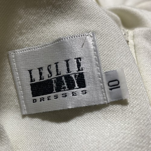 Vintage Leslie Fay Strick weiß Kleid Langarm 100% Polyester Gr. 10 - Bild 2 von 15