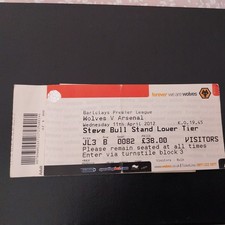 WOLVERHAMPTON WANDERERS v ARSENAL MATCH TICKET 2011/12