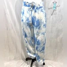 Blue and white cloud tie dye high waisted joggers size medium