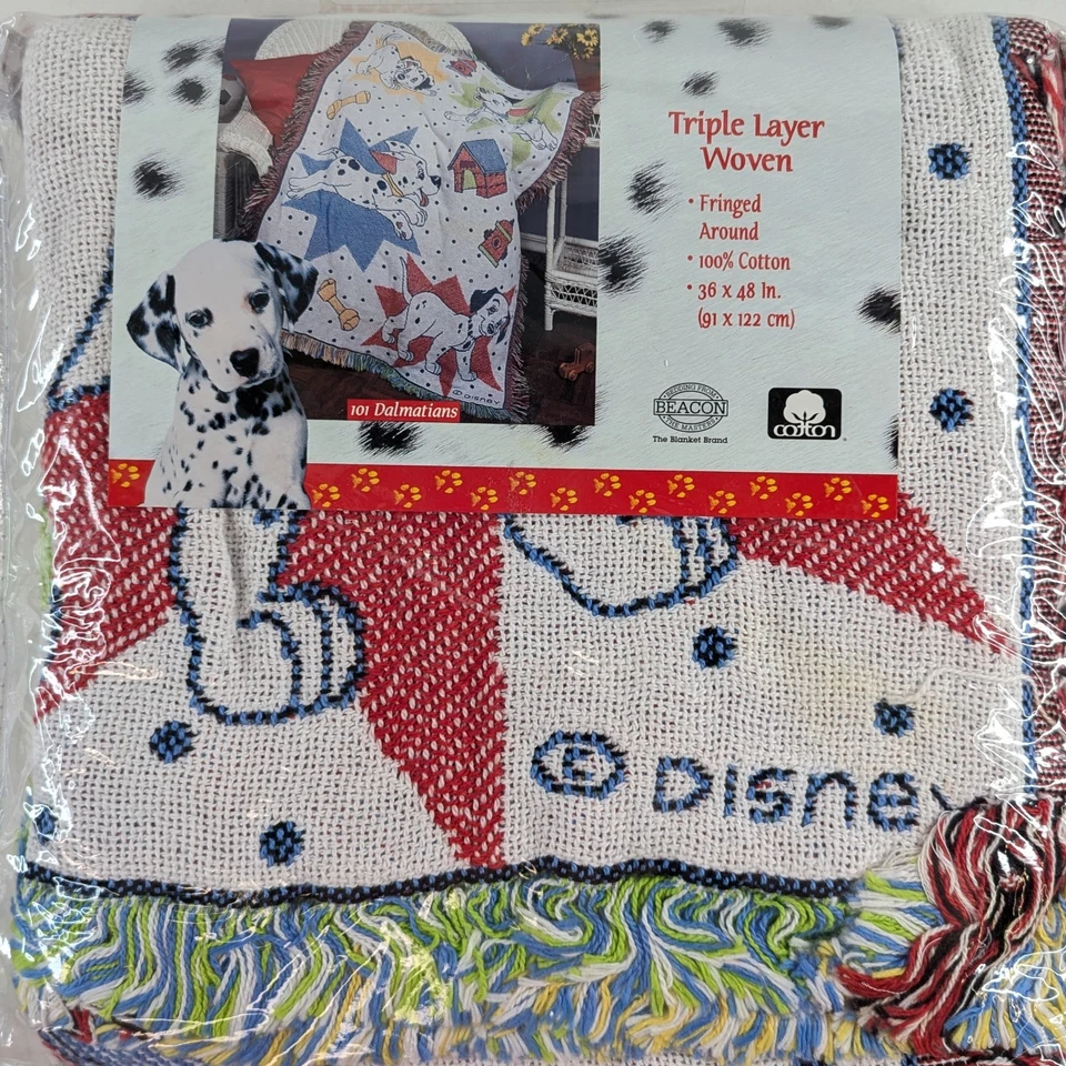 Vintage Disney 101 Dalmatians Triple Layer Woven Throw Blanket 36x48 - USA Made - Image 2 of 4