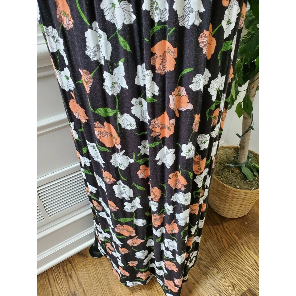 Maxi Vestido Flamingo Urbano Mujer Negro Floral Rayón Cuello Redondo Sin Mangas Talla L Foto 4 de 4