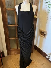 PrettyLittleThing Black Slinky Halter Maxi Dress UK 8 XS BNWT Evening Party