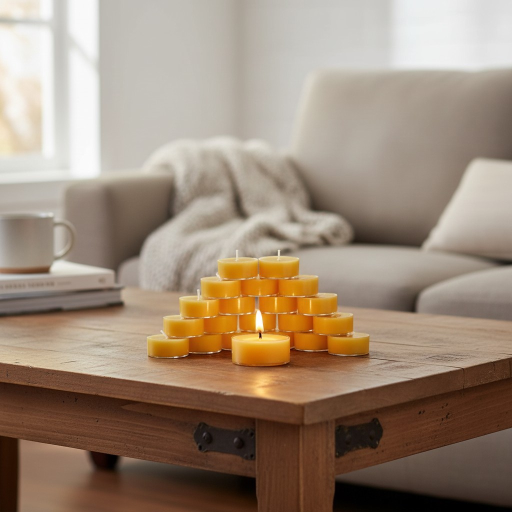 Light Candles Bulk,4 Hours 100% Pure Beeswax Tea Lights Cand