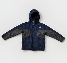 The North Face Boys Hooded Full Zip Lined Jacket Navy Gray Colorblock Size 10/12