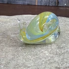 Vintage Murano Art Glass Snail Figurine 2.5" yellow blue white small