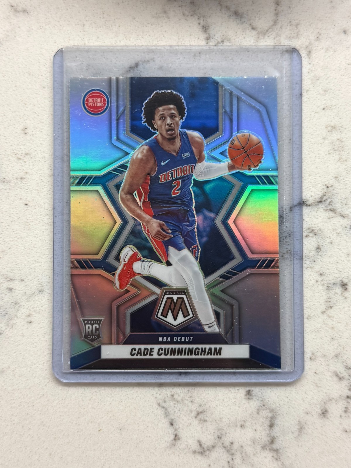 2021 MOSAIC CADE CUNNINGHAM SILVER REFRACTOR PRIZM NBA DEBUT PISTONS ROOKIE RC 