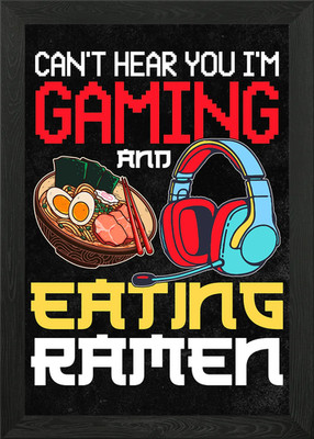 Gaming & Ramen - Lustiges Gaming Design gerahmtes Wandbild Poster Leinwanddruck Bild