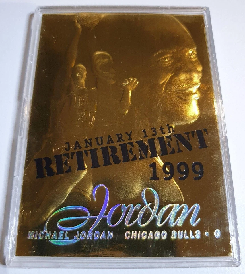 1999 Fleer 23KT золото Майкл Джордан выхода на пенсию 4 карты комплект + бонус - редкая - Изображение 4 из 4