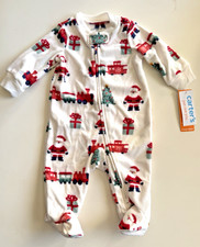 Carter's Just One You Baby Santa Workshop Sleep  Play footed fleece pajama