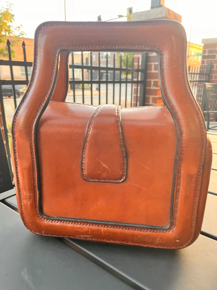 Bolso colgante de cuero italiano Ritz Saddler raro cosido a mano Foto 2 de 4