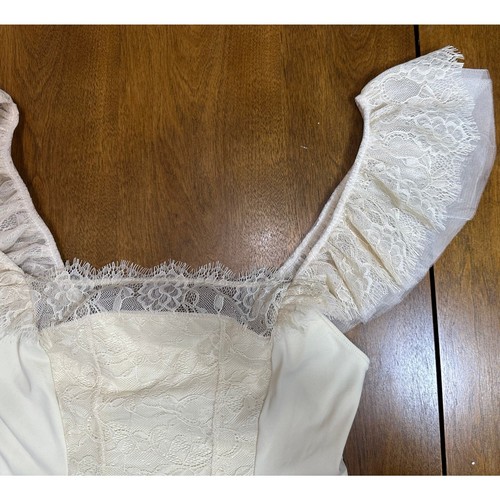Free People Intimately Live it UP Cami Medium Ivory Lace Top Ruffle Romantic - Picture 14 of 14