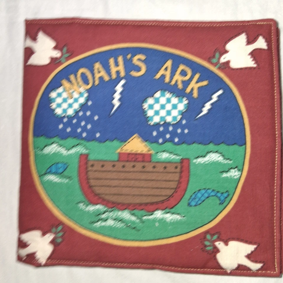 Edredón artesanal panel libro cuentos tela arca de Noé vintage decoración Foto 2 de 4