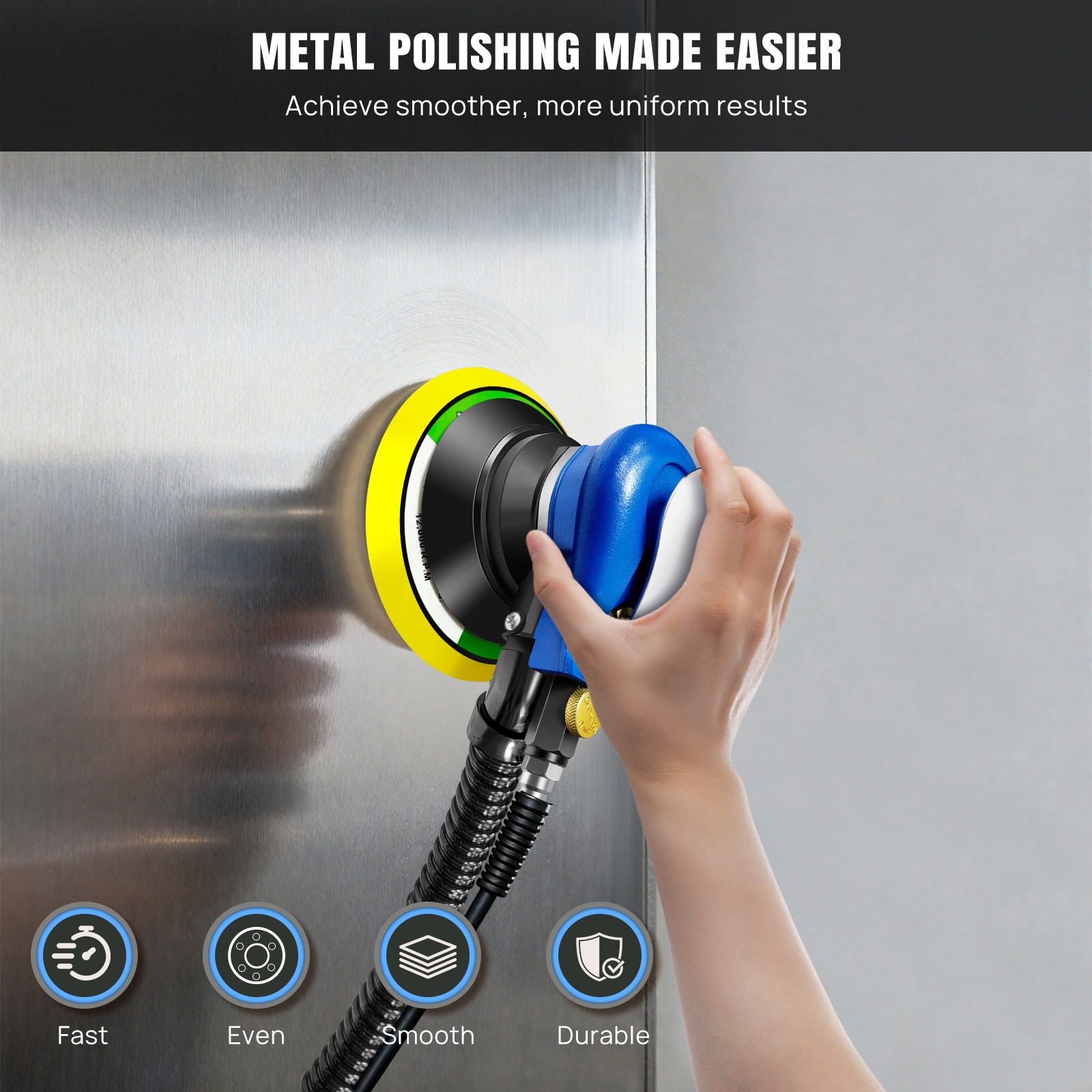 6" Air Random Orbital Sander 150mm Dual Action Pneumatic Air Powered Palm Sander 4