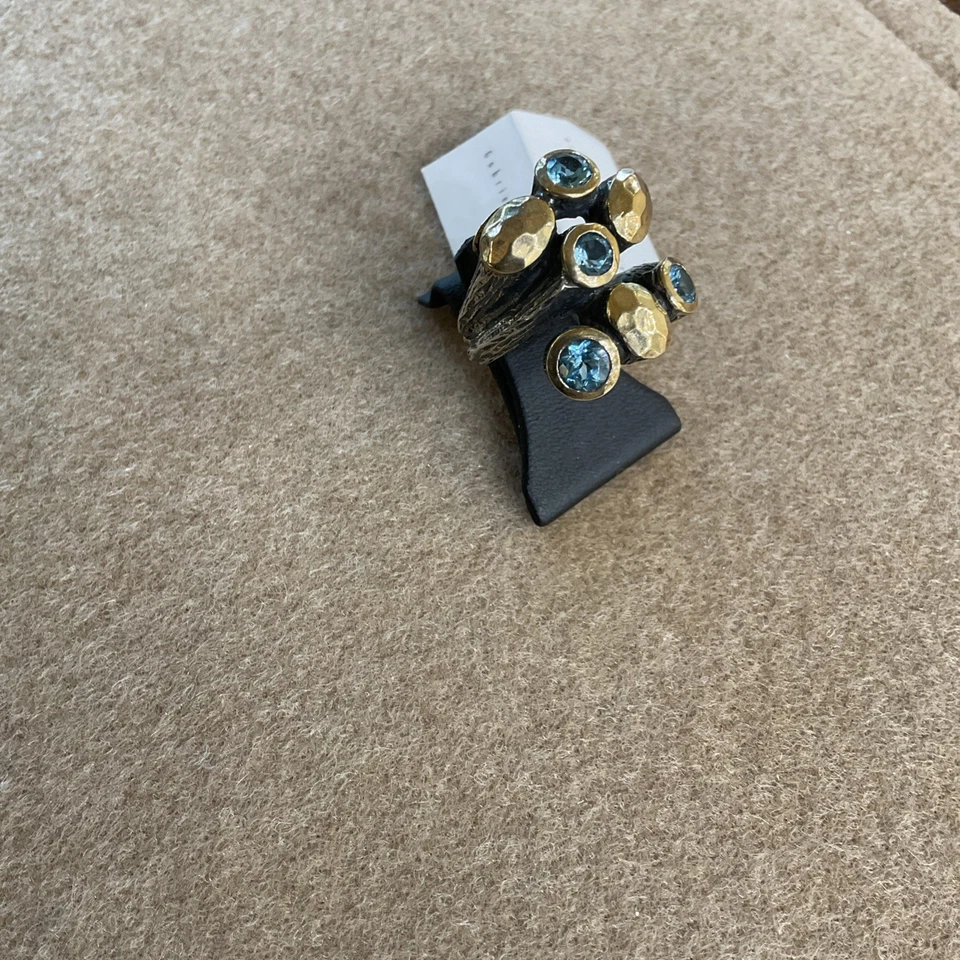 Styliano Jewellery Anello in Argento e Oro con Topazio Azzurro ASP 1314 - Immagine 3 di 3