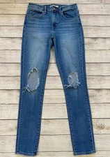 Levis 721 High Rise Skinny Denim Jeans Womens Size 27 Distressed Ripped Med Wash