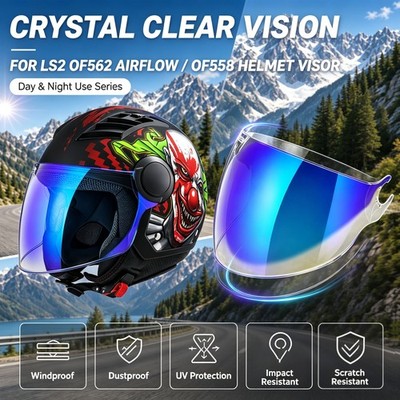 Replacement Day Night For LS2 OF562 Airflow / OF558  Helmet Visor Anti-Scratch