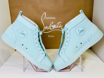 Christian Louboutin Louis Orlato High-top Men s Sneakers Teal Suede/Velvet EU-44