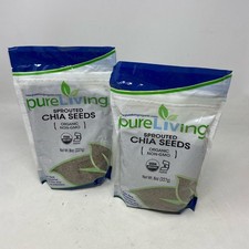 PureLiving Organic Sprouted Chia Seeds Black, 2 x 8oz 16oz total 