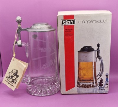 Rastal Bierkrug 0,5 l Kristallglas mundgeblasen mit Zinndeckel   OVP   NEU