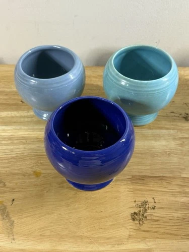 Vintage Fiesta Marmalade Jar Lot (3) Cobalt Teal Light Blue Fast Ship