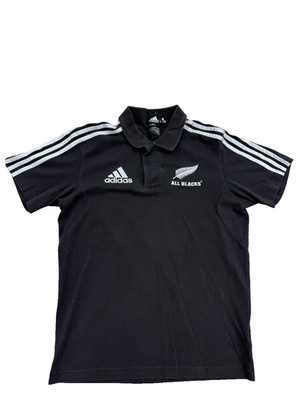 Adidas Rugby Polo Shirt Mens Black All Blacks Size S