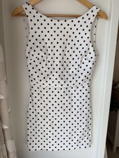 Women's Zara White Polka Dot Mini Dress Low Back With Black Lace Size M