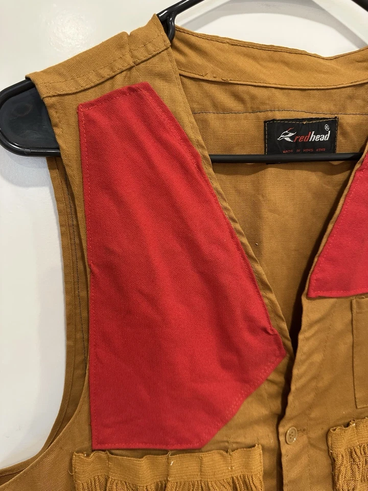Mens Size XL Vintage Redhead Canvas Hunting Vest 70’s Bird Shotgun Bird Bag - Image 3 of 4