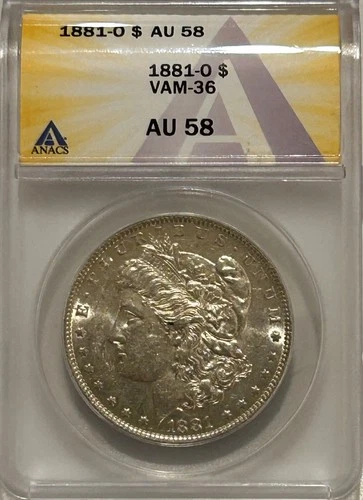 1881 O Morgan Silver Dollar ANACS AU58 VAM-36 Better Date Morgan