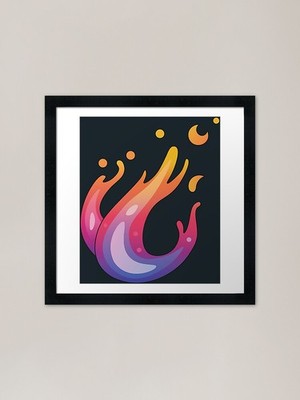 Liquid Gradient Flame Shape Framed  Framed Wall Art Poster Canvas Print Picture