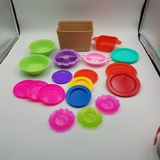 Lot Kids Pretend Play Toy Dishes Plates Bowls Container for Kitchen Colors