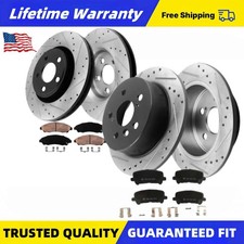 12.98 Front Rear Drilled Sotted Rotors Brake Pads For 2008 2009-2012 Acura Mdx