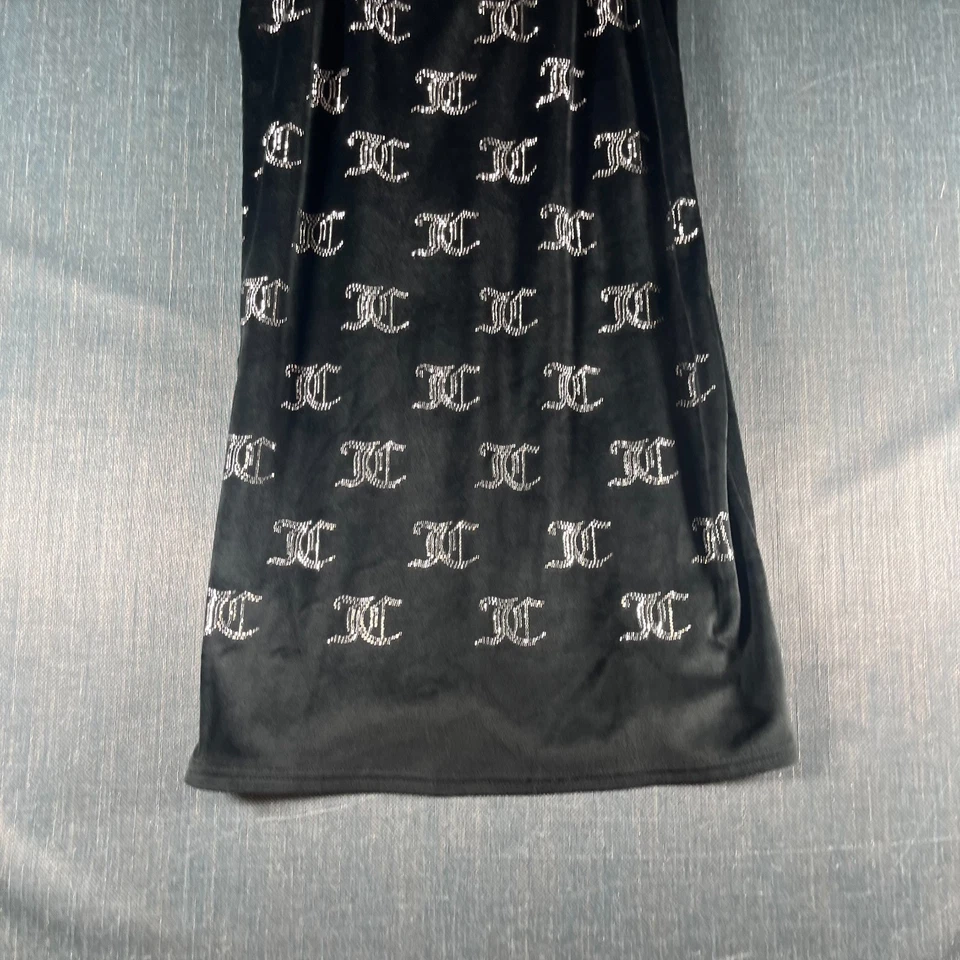 Juicy Couture Women's Nightie Size M Black Velvet Rhinestone Logo Slip Sleepwear - Image 3 of 4