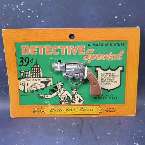 Detective 38 Special VTG Marx Miniature Toy Cap Gun - Original CARD 2.5" USA NOS
