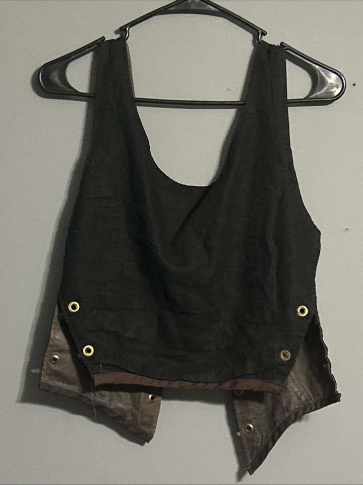 Vintage Leather Bustier Corset Vest Reversible Lace Up Front Biker Punk Renfaire - Image 4 of 4